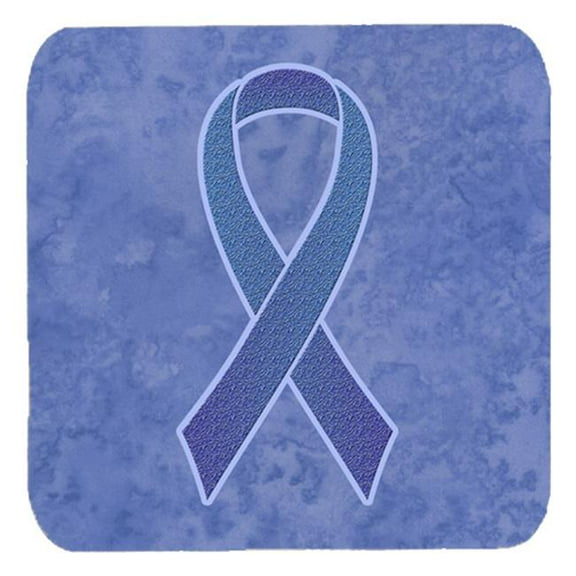 3.5 x 3.5 In. Periwinkle Blue Ribbon for Esophageal and Stomach Cancer Awareness Foam Coasters, Set of 4