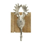 WHW Whole House Worlds Old Forge Moose Head Wall Hook, Artisan Crafted, Rustic Mango Wood, Cast Aluminum, 8 3/4 L x 5 W x 3 1/2 H Inches, Cozy Home Collection