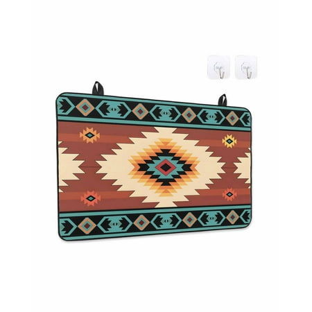 Stove Top Covers for Electric Stove Boho Kitchen Glass Ceramic Electric Cooktop Covers 31 x24 Brown Turquoise Abstract Tribal Ethnic Geometric HeatResistant Oven/Countertop/Dishwasher Protector