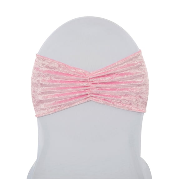 Velvet Ruffle Stretch Chair Band Sashes Bows Elastic Chair Ties Pink 10Pc 8" X 13" for Weddings, Bridal or Baby Showers, Corporate or Birthday Parties, Banquet Event, Formal or Family Gathering