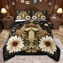 Castle Fairy Boys Girls Gothic Moth Twin Comforter Sets,Floral Daisy Bedding Set