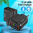 thumbnail image 1 of Cargador rápido para teléfono SUSUchens de 48 W QC 3.0 con 4 puertos USB, enchufe UE/EE. UU., 1 of 8