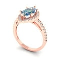 thumbnail image 2 of 2.38ct Marquise Cut Blue Moissanite 18k Pink Rose Gold Engraving Statement Bridal Wedding Halo Designer Ring Size 8, 2 of 5