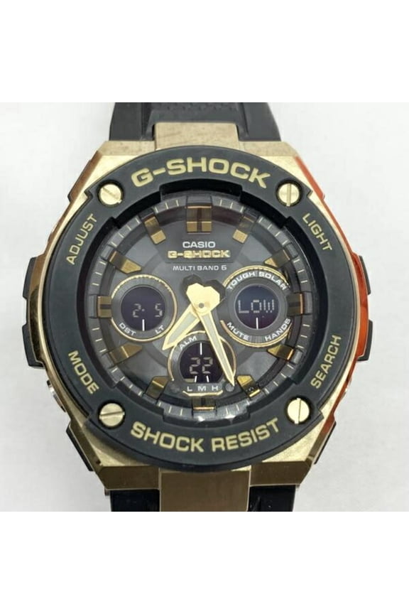 Pre-Owned CASIO G-SHOCK Watch GST-W300G-1A1JF Radio-Controlled Solar with Box, Black and Gold