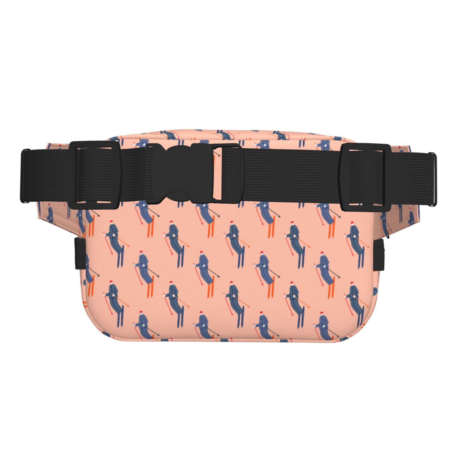 Picia Winter Skiing Adventure Print Square Double-Layer Waist Bag Mini Adjustable Waist Belt Bag Exercise Running Travel Hiking