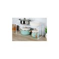 thumbnail image 1 of 1 Pack Kitchen Organizers, Cupboard Racks, Metal and Bamboo Expandable Stackable Shelf, for Dish Rack, Countertops, Pantry, Jars, Cups, Plates (White), 1 of 5
