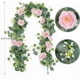 thumbnail image 2 of Eucalyptus Garland Decoration,2Pcs Artificial Eucalyptus Wreath for Party Decor,5.9Ft Reuasble Vintage Fake Rose Vines for Spring,Home,Party Decor, 2 of 6