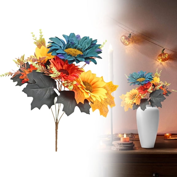 Halloween Decorations, Artificial Pumpkin Flower Bouquet, Fall Thanksgiving Floral Arrangement for Indoor Room, Festive Holiday Centerpiece for Table and Home Display, A