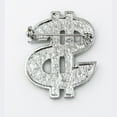 thumbnail image 2 of PinMart's Rhinestone Dollar Sign Symbol $ Bling Brooch Lapel Pin - Unisex Brooch for Adults and Teens, 2 of 2