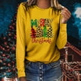 thumbnail image 2 of Odeerbi Christmas Tops For Women Long Sleeve Blouses MERRY CHRISTMAS Plaid Print 2025 Casual Round Neck T-shirt Yellow, 2 of 6