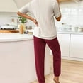 thumbnail image 5 of Aobny Womens Summer Pajamas Sets Ribbed Heart Red Pjs Jogger Ankle Crew Neck Pajamas for Women Set,S, 5 of 6