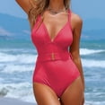 thumbnail image 1 of WILLBEST Traje De Baño Mujer Control Abdomen Traje De Baño De Playa Con Diseño De Cierre De Color Sólido Para Mujer, 1 of 3