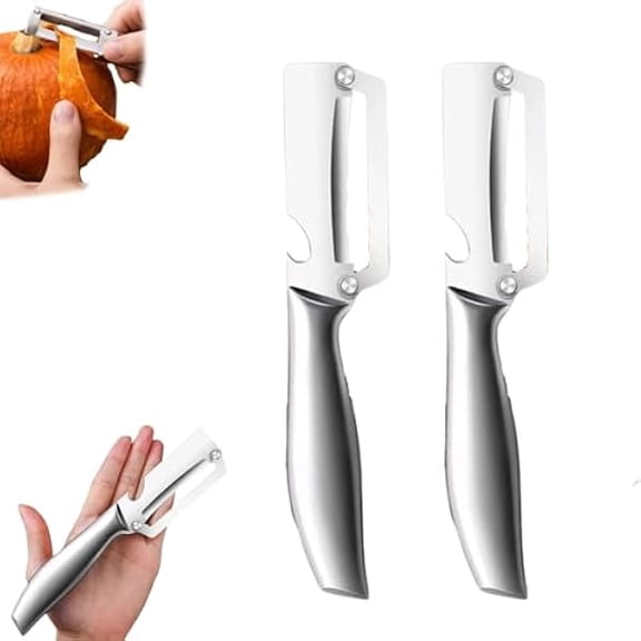 2-in-1 Multifunctional Vegetable Peeler with Bottle Opener, Sharp Stainless Steel Blade & Wooden Handle Fruit Cutter for Potato, Pumpkin, Camping & Kitchen Tool (Steel)