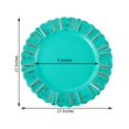 thumbnail image 2 of BalsaCircle 6 Turquoise Gold 13" Acrylic Wooden Textured Round Scalloped Trim Plastic Charger Plates, 2 of 8