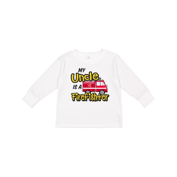 Inktastic My Uncle is a Firefighter with Fire Truck Boys or Girls Long Sleeve Toddler T-Shirt