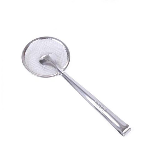 Filtro de cuchara para fugas de cocina de acero inoxidable, cuchara de aceite frito, cuchara de aceite, filtro de Clip para alimentos