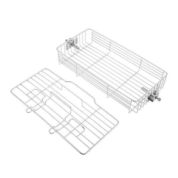 Tineasur Plated Silver Stainless Steel Rotating Bbq Cage with Expandable Design for Even Grilling Outdoors