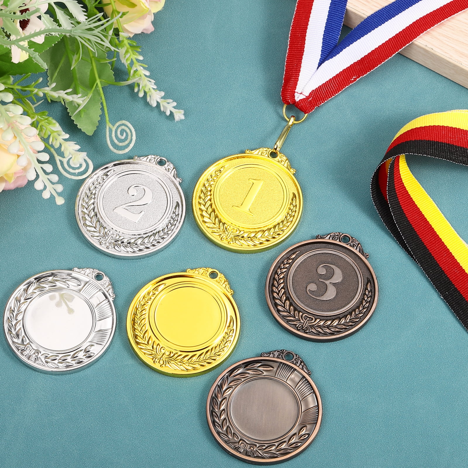 Uxcell Gold Award Medals, Blank  Style Winner Medals with Neck Ribbon, 3 Color 18Pcs