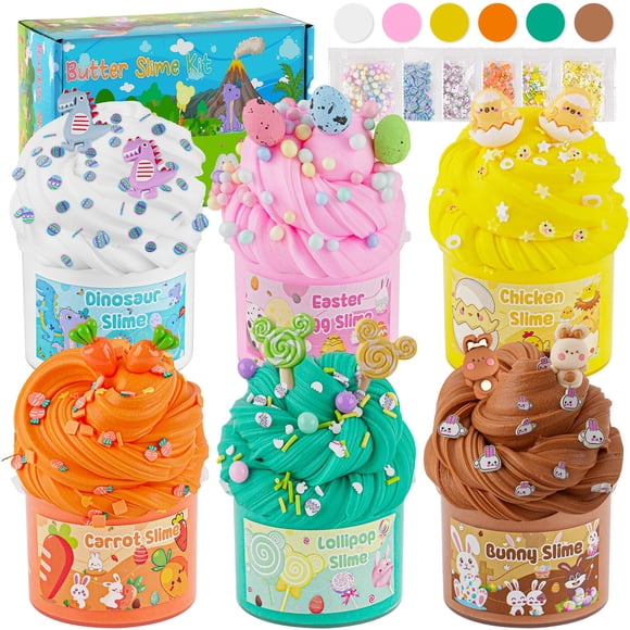 Cesta de Pascua con mantequilla LAWOHO de Slime Kit, para 6 huevos, 360 ml