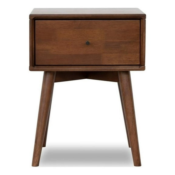 Allora Mid-Century Modern Wood Night Stand in Brown Walnut