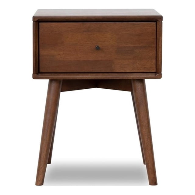 Allora Mid-Century Modern Wood Night Stand in Brown Walnut