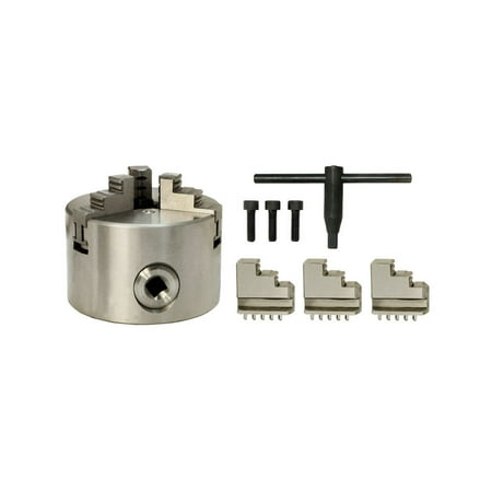 - 3'' 3 Jaw Lathe Chuck Self centering Hardened Plain Back Inside Outside Jaws