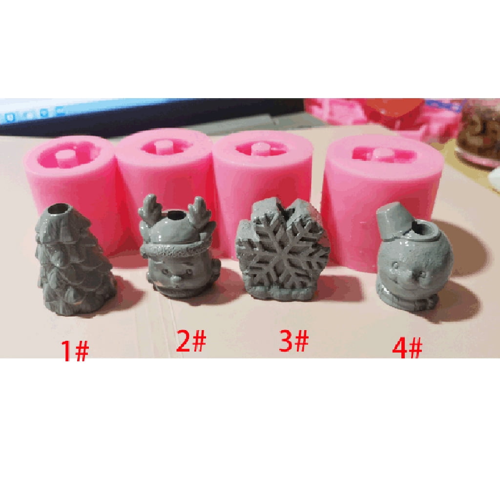 Aellinatey Deer Snowman Straw Topper Silicone Mold Straw Topper Attachments Resin Molds