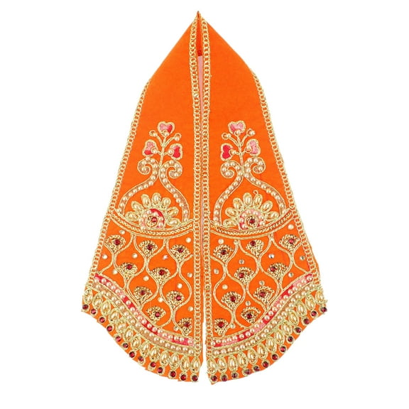 Decorative Ganesh Dupatta Puja Cloth Chunari, Pooja Chunar Pooja Items Articles for Indian Traditional Festival Decoration for Statue Frame Idol Temple Home Decor(Size:-15" x 5")(Orange)