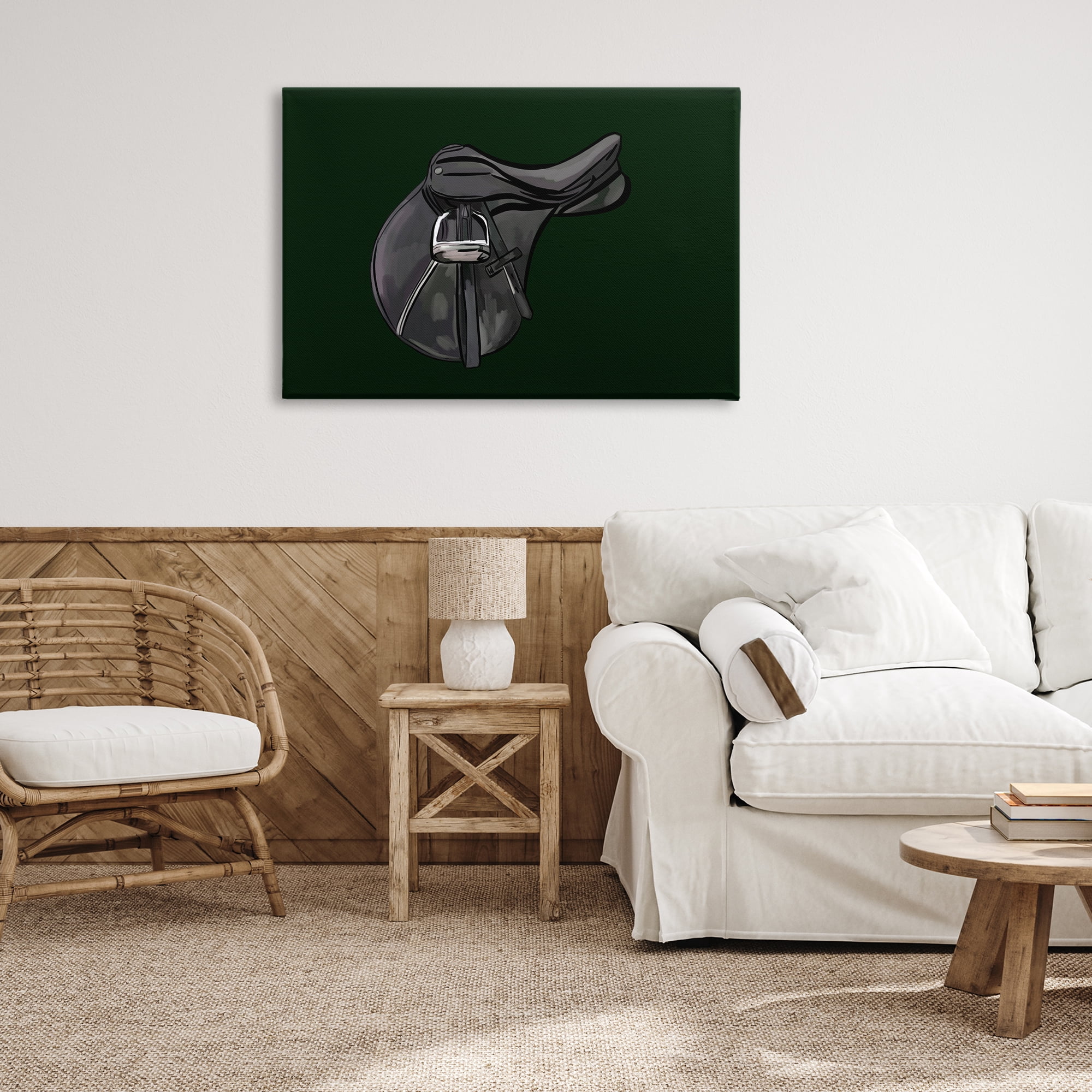 Stupell Industries Black Horse Saddle Abstract Painting Gallery Wrapped Canvas Art Print Wall Art, 36 x 24