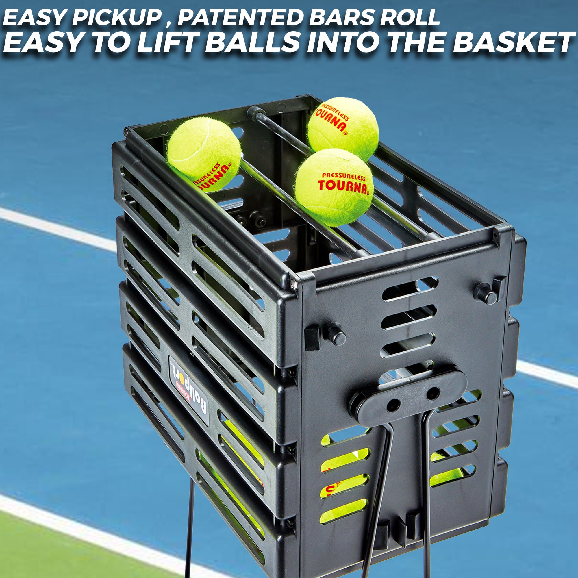 Tourna Ballport Tennis Ball Hopper Holds 80 Balls Durable and Lightweight - Red