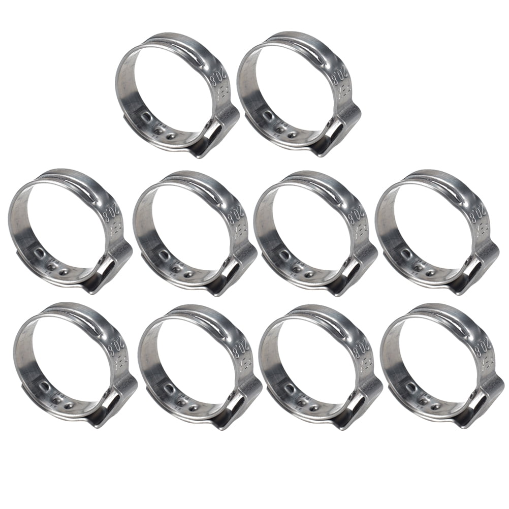 Rosarivae 10pcs 5/8 Inch Water Gas Pipe Worm Drive Hose Clip Single Ear