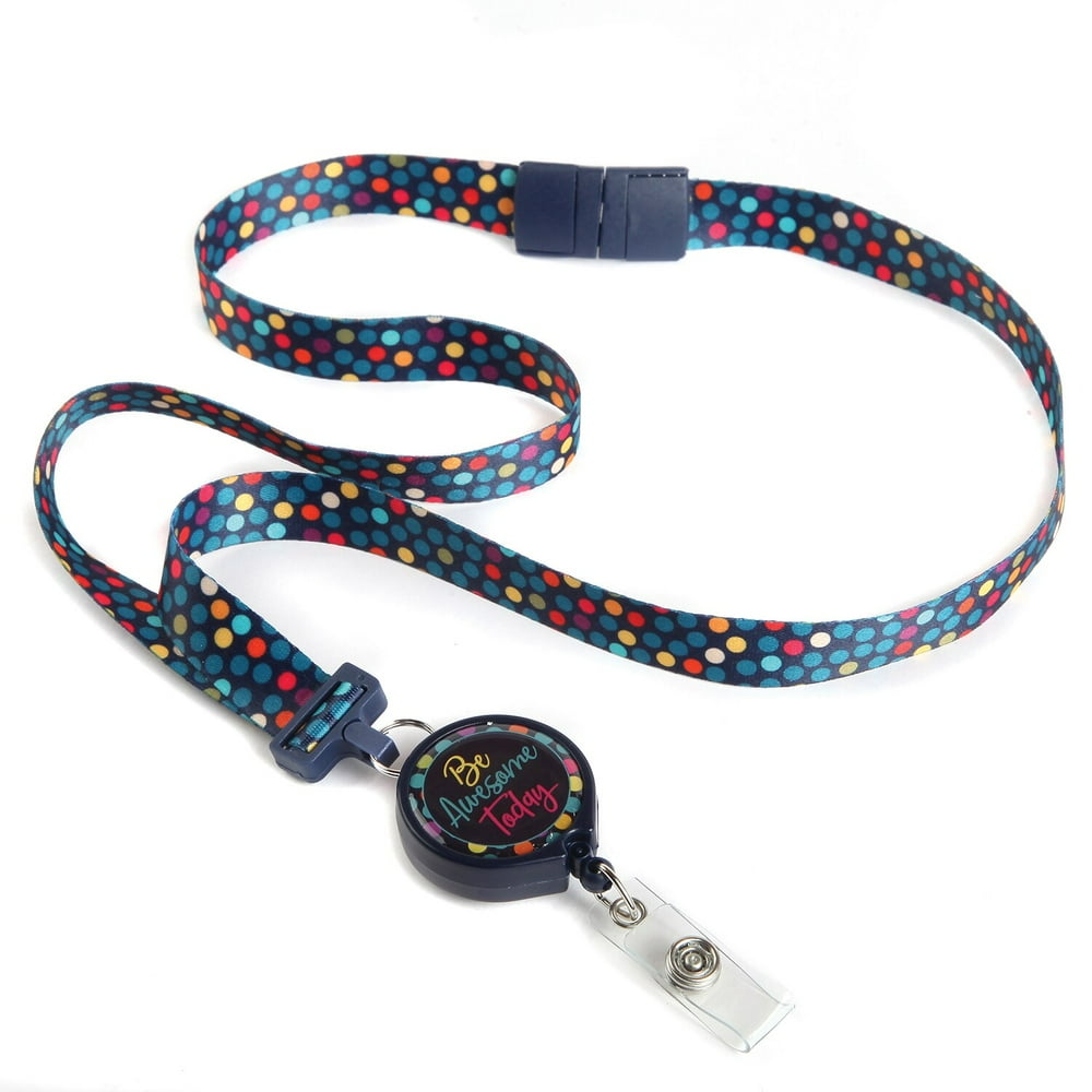 ID Avenue Be Awesome Today MultiColored Polka Dot Ribbon Lanyard ID
