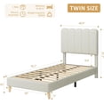thumbnail image 2 of Girls'/para niños' forrado cama de plataforma con wave cabecero - easy to assemble, de madera slats support, no necesita colchón base, beige, 2 of 10