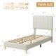 thumbnail image 2 of Girls'/para niños' forrado cama de plataforma con wave cabecero - easy to assemble, de madera slats support, no necesita colchón base, beige, 2 of 10