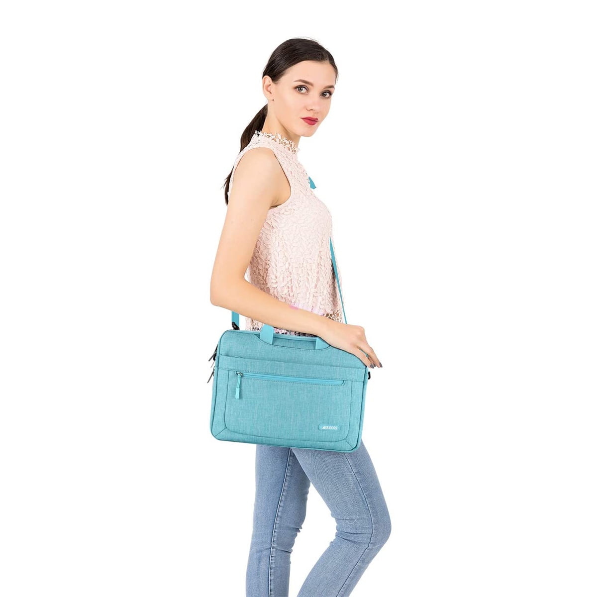 Mosiso 13-13.3 inch Polyester Laptop Shoulder Bag for MacBook Air Pro, 13.3" Notebook Messenger Bag Briefcase Computer Handbag for Dell HP Lenovo Asus Acer Surface, Hot Blue