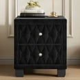 thumbnail image 2 of 20" Elegant Velvet Nightstand with 2 Drawers and Crystal Handle, Storage Bedside Table with Button-Tufted, End Table Side Table for Bedroom, Living Room, Black, 2 of 9