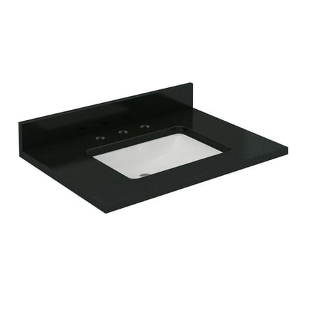 

Sagehill Designs 31 Gemstone Black Quartz Top with Integrated White Rectangular Ceramic Basin