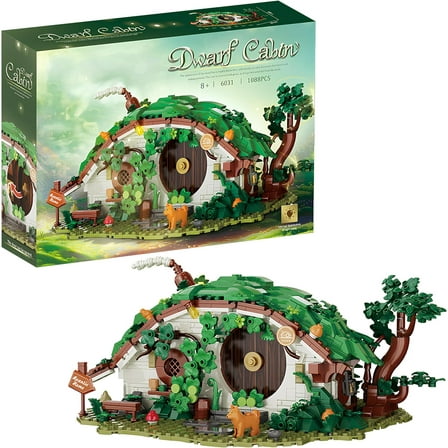 BrixVibe Dwarf Cabin Tree House Building Blocks Set with Light Compatible with Lego for Adults Kids