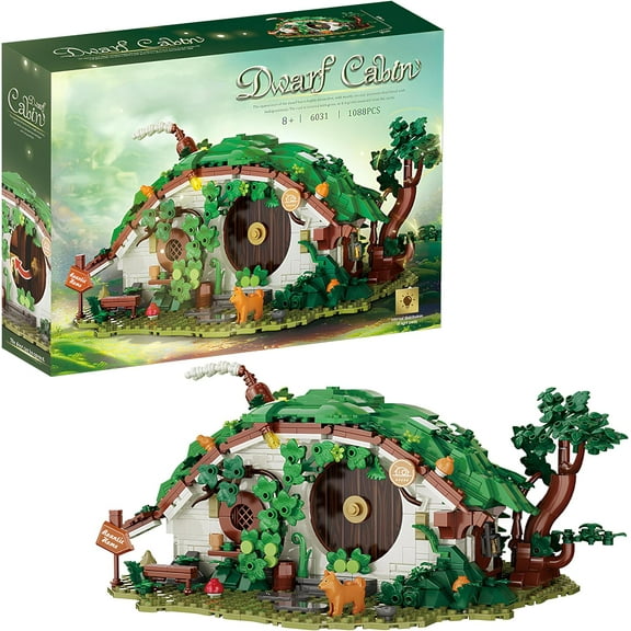 BrixVibe Dwarf Cabin Tree House Building Blocks Set with Light Compatible with Lego for Adults Kids