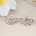 thumbnail image 2 of Charming Sun Flower Double-Sided Rhinestone Ear Studs Creative Irregular Mesh Earrings Women Jewelry Gift,Silver, 2 of 3