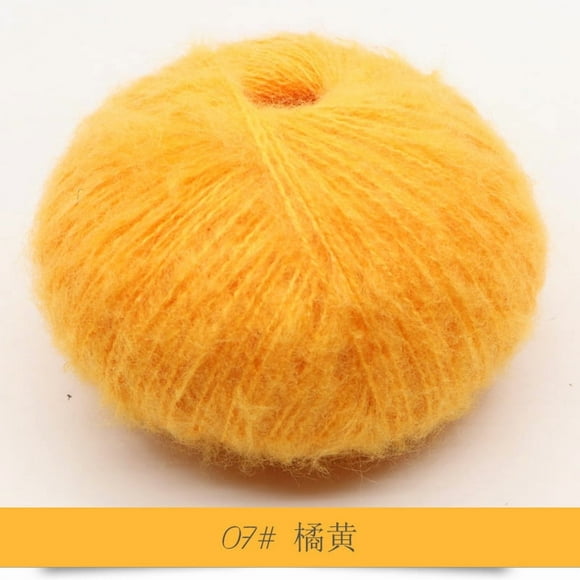 Xiao Hua 2 rolls of Orange yellow soft mohair yarn -25g lightweight knitted yarn, elegant shawl yarn, and luxury yarn, suitable for handmade scarves and exquisite crafts
