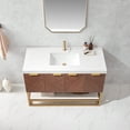 thumbnail image 6 of Mahon 48G" Bath Vanity in N. American Deep Walnut with White Grain Stone &Mirror, 6 of 16