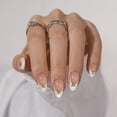 thumbnail image 5 of Press on Nails Short -White Designed French Tip Press On Nails Almond with Bow, Glue On Nails for Gifts, Supremely Fit & Natural Stick On Nails in 16 Sizes - 24 Fake Nails Kit, Dinner Star, 5 of 5