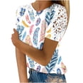 thumbnail image 1 of Pompotops Femmes Mode Été Col Rond Loisirs Manches Courtes Boutons Solides Tops, 1 of 7