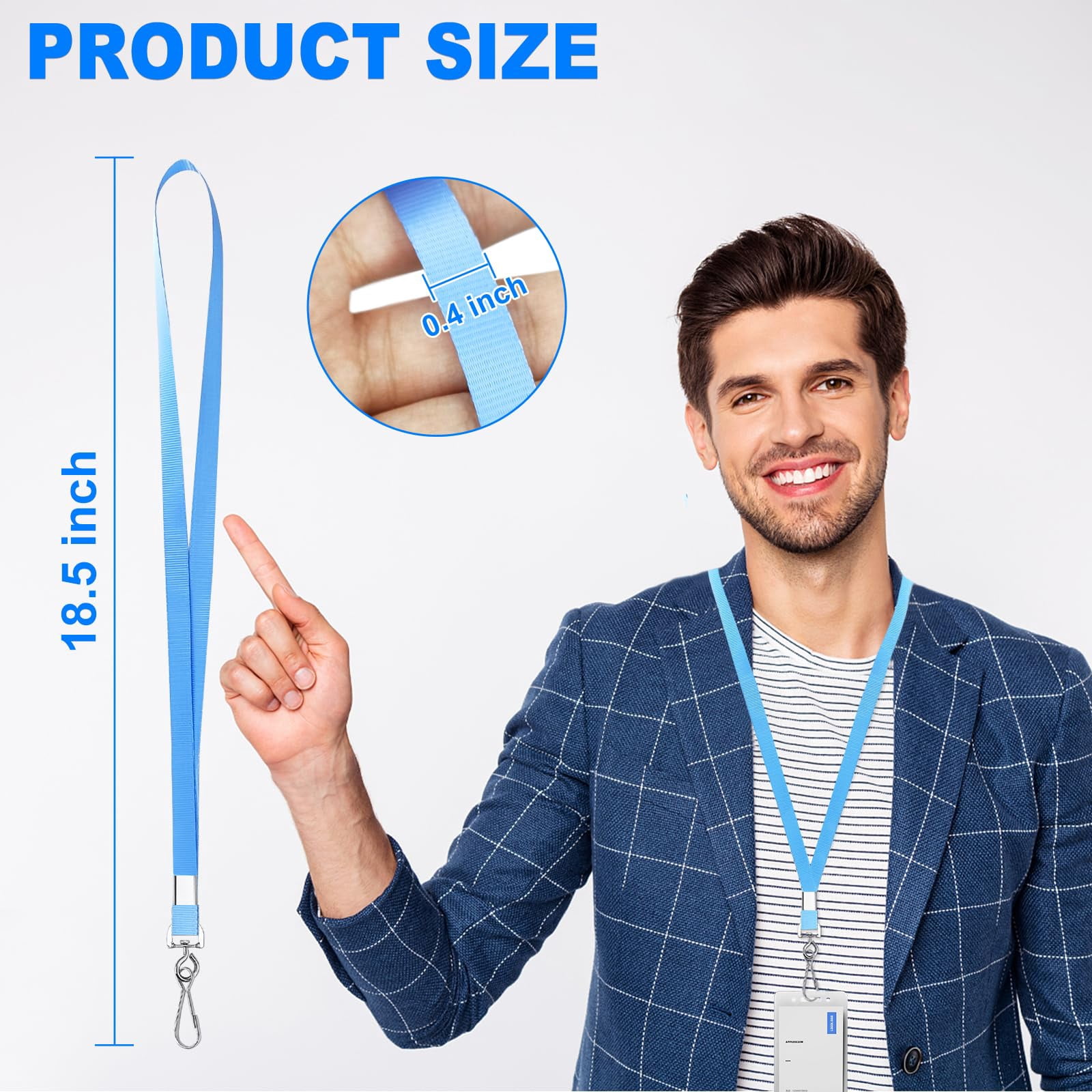 Light Blue Lanyards Bulk 50 Packs For Id Badges With Swivel Hook Clips Name Tag Lanyard Holder