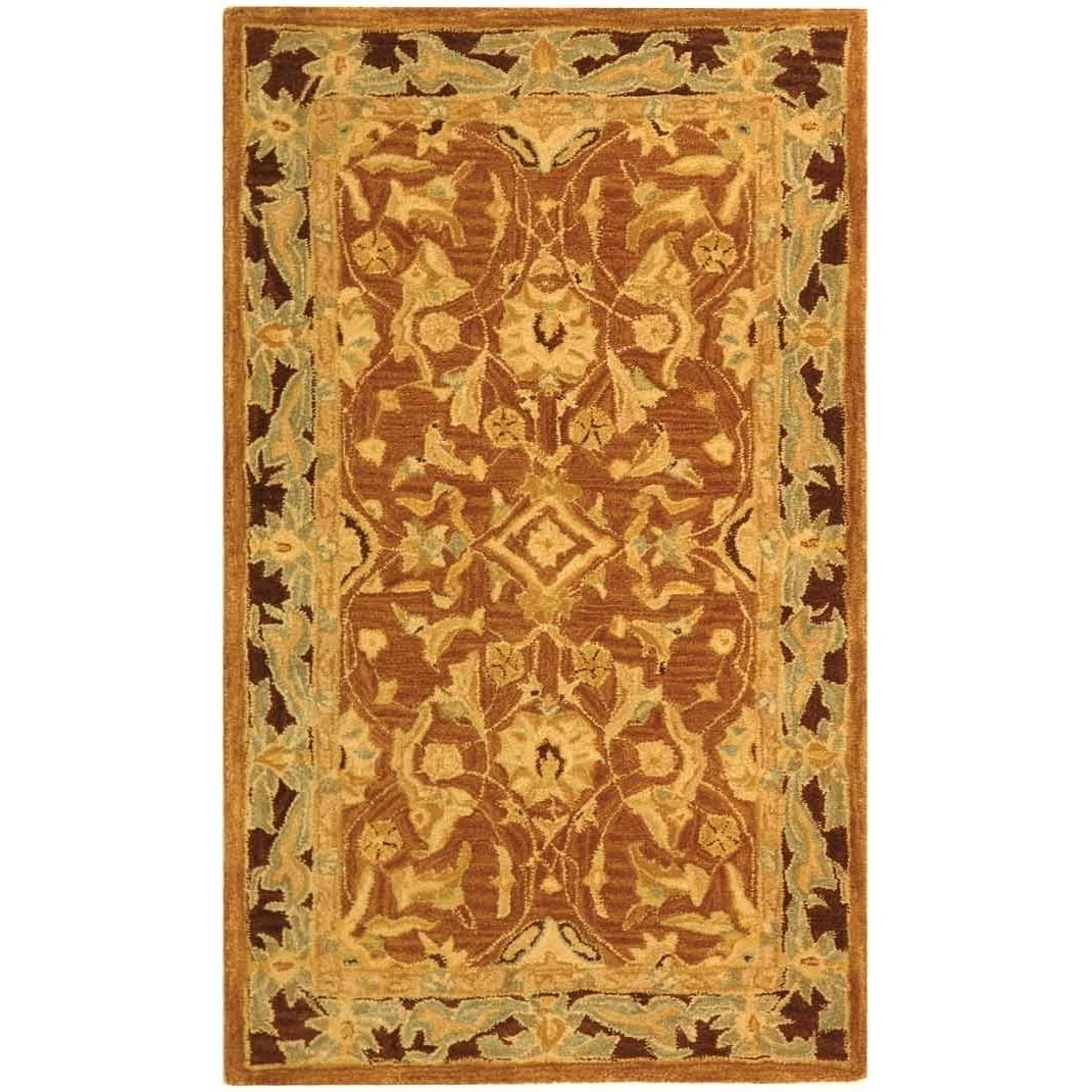SAFAVIEH Anatolia Shirley Traditional Wool Area Rug, Olive/Rust, 9' x 12'