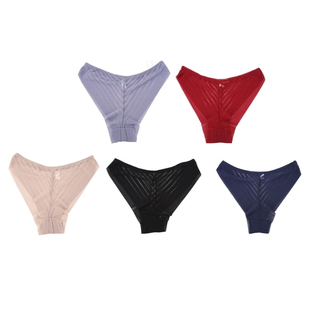 Ropa interior sin costuras para mujer, bragas de malla hueca de talla grande, conjunto de ropa interior de algodón de malla de encaje de tiro medio, 5 piezas, tallas mixtas XL 132.3-159.8 lb