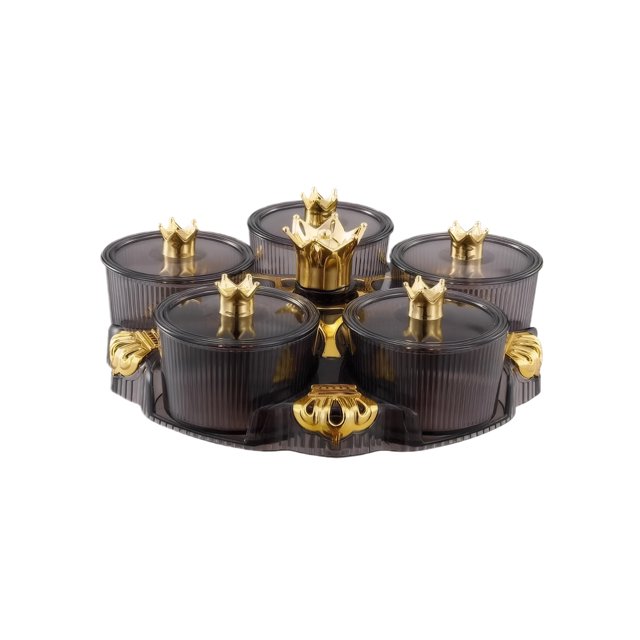 Monstrate Bandeja para refrigerios y postres, alta belleza, rotación de 360 ° para recuperación, bandeja para dulces de gran capacidad Almacenamiento y organización del hogar Gris humo