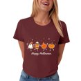 thumbnail image 5 of mgoYE Womens Halloween T Shirt Fall Spooky Season Doodle Graphic Short Sleeve Autumn Tops Blouse Womens Shirts(Wine,3XL), 5 of 7
