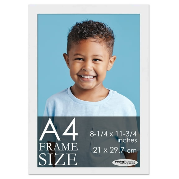 A4 Frame White Modern Minimalist - Contemporary Wood A4 Picture Frame For A4 Size Artwork or Documents - 8.25x11.75 Frame